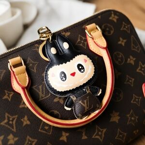 Premium Real Leather Labubu Keychain Designer Monogram Charm